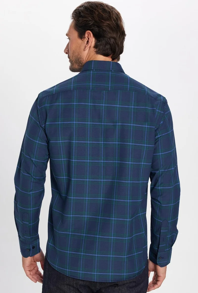 Tudors Men's Regular Fit Classic Cut Cotton Small Checkered Button-Down Collar Shirt