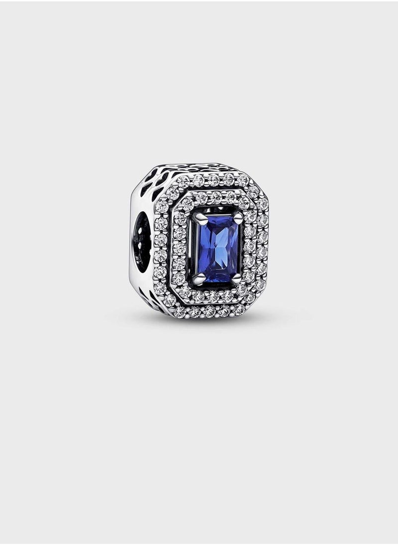 PANDORA Blue Sparkling Levelled Rectangular Charm  - Image 2