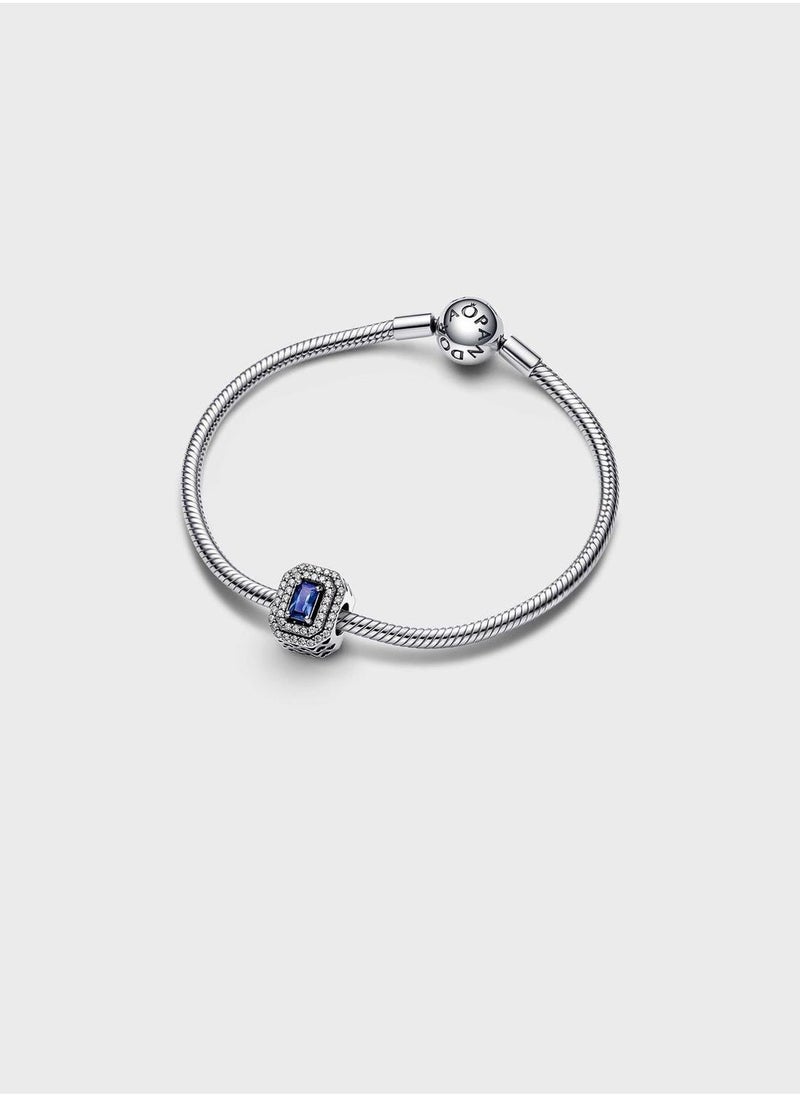 PANDORA Blue Sparkling Levelled Rectangular Charm  - Image 3