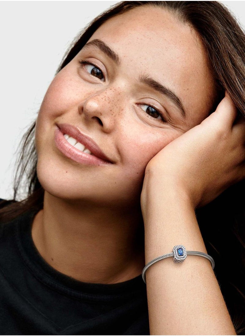 PANDORA Blue Sparkling Levelled Rectangular Charm  - Image 5