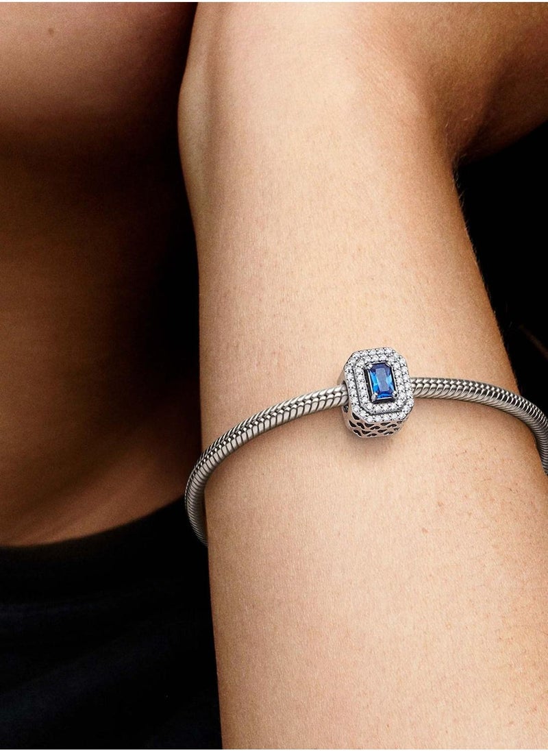 PANDORA Blue Sparkling Levelled Rectangular Charm  - Image 4