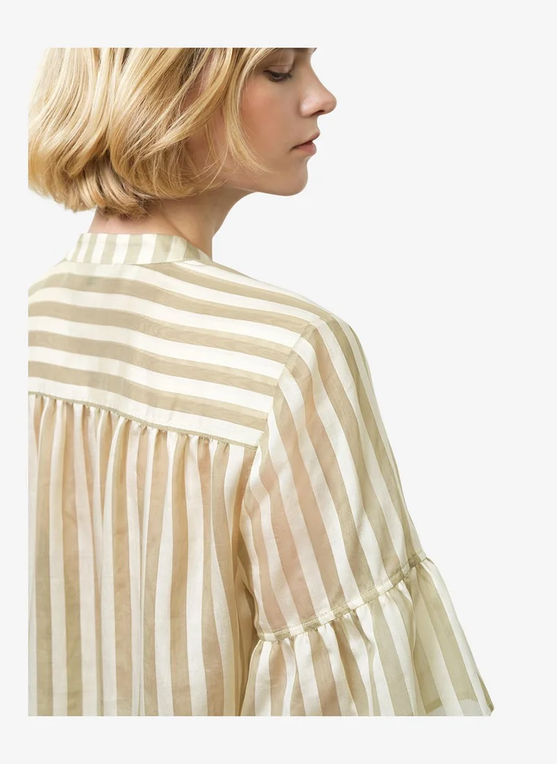 French Connection  Women's Adeline Relaxed Green Striped V Neck Top for Women | Best Price UAE