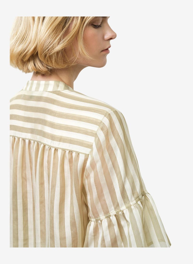 French Connection Women's Adeline Relaxed Green Striped V Neck Top - Image 5