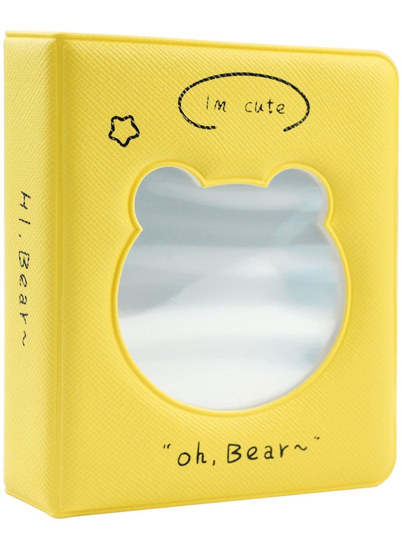Excefore 3 inch Mini Photo Album Kpop Photocard Binder, Card Id Holder Book with 36 Pockets( Hollow Yellow Bear) - Image 1