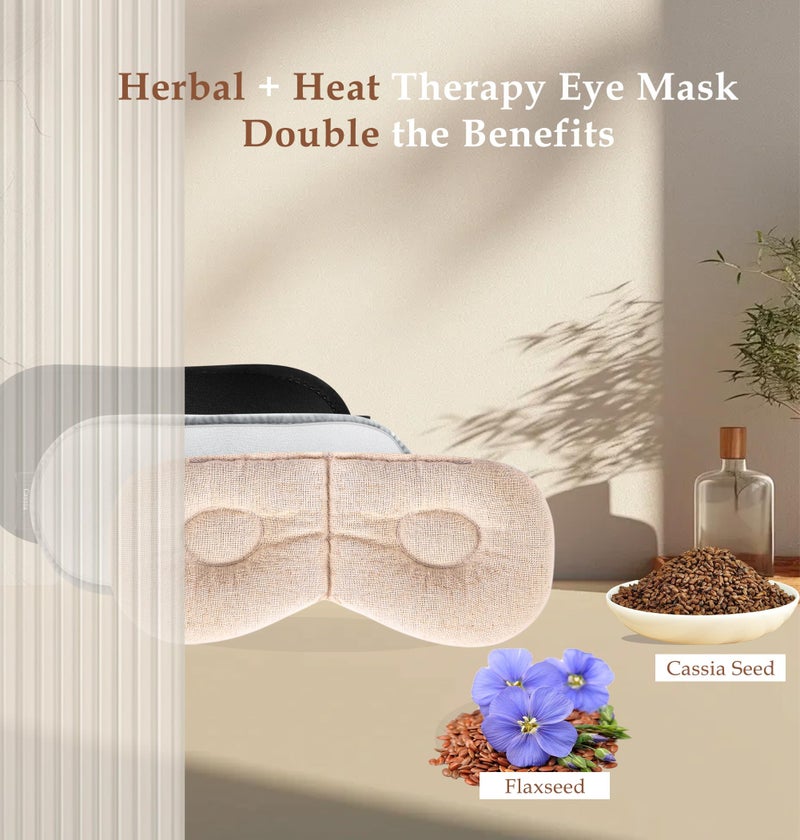 TOPOINT Heated Eye Mask (2-Packs), Moist Warm Compress Microwave with Flaxseed Cassia Seed, Weighted Eye Mask for Sleeping, Dry Eyes, Stye Eye Treatment, Relief Eye Fatigue (Black&Grey) - Image 2