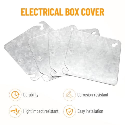 Venussar 4" Square Electrical Box with Cover, 1-1/2" Deep Metal Electrical Box, Ten 1/2'' and Six 3/4'' Knockouts, Galvanized Steel, 21.0 Cu. in. Capacity Junction Box Metal - Image 4