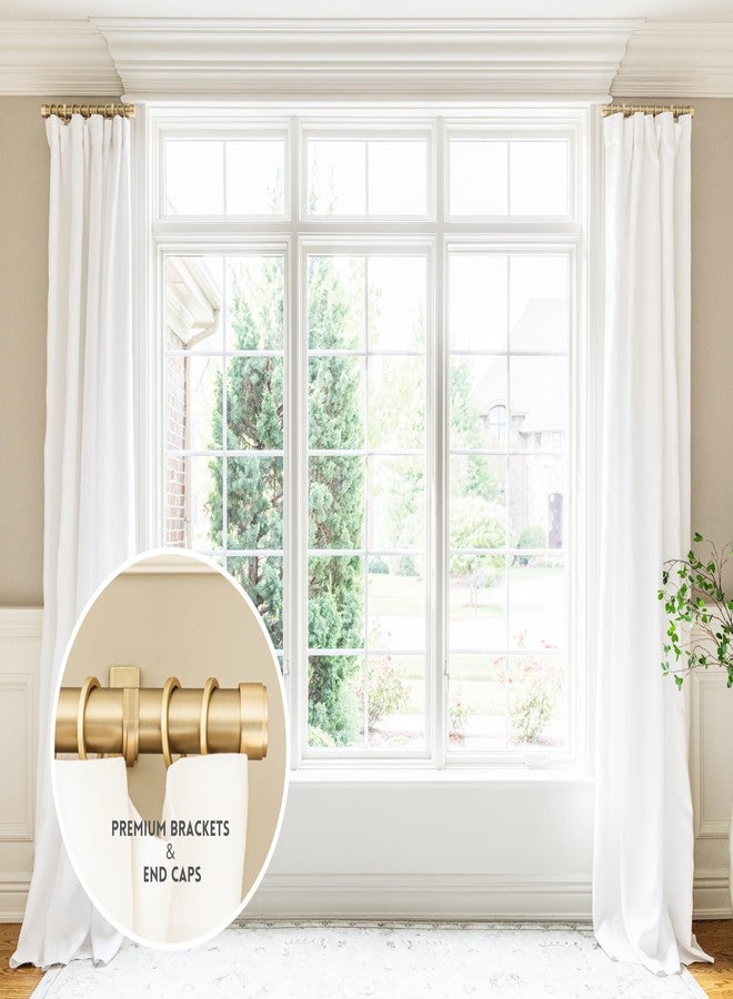 BlastHome® Luxury 17" Custom Side Mount Curtain Rods - 1 1/4" Large Diameter - Premium Brackets & Endcaps - Signature Collection, Set of Two - Brushed Gold Finish - Image 2
