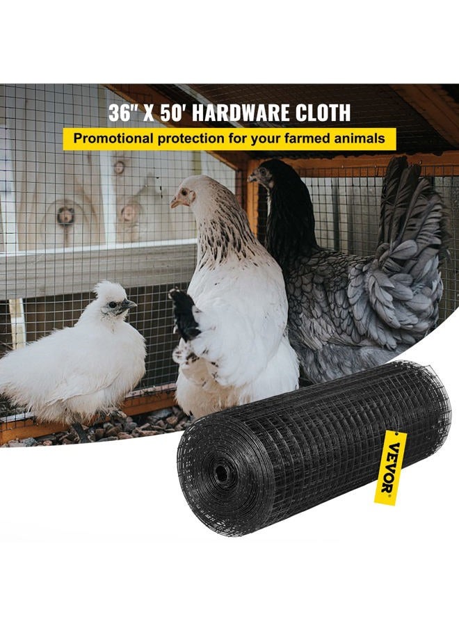 VEVOR Hardware Cloth, 24" x 100' & 1"x1" Mesh Size, Galvanized Steel Vinyl Coated 16 Gauge Chicken Wire Fencing w/A Cutting Plier & A Pair of Fabric Gloves, for Garden Fencing & Pet Enclosures, Black - Image 2