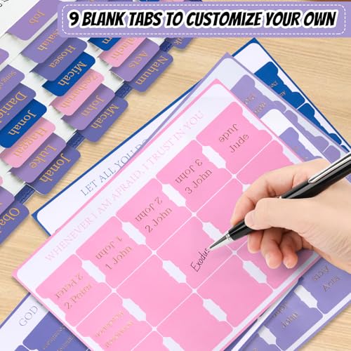 Reaeon Bible Tabs, Laminated Bible Tabs for Women & Men, 75 Tabs, Bible Tabs for Study Bible, Large Print Easy to Read and Apply Tabs for All Ages (Gold Foil Violet) - Image 4
