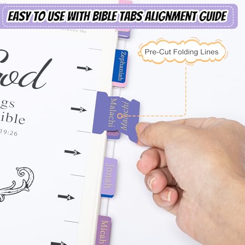 Reaeon Bible Tabs, Laminated Bible Tabs for Women & Men, 75 Tabs, Bible Tabs for Study Bible, Large Print Easy to Read and Apply Tabs for All Ages (Gold Foil Violet) - Image 3