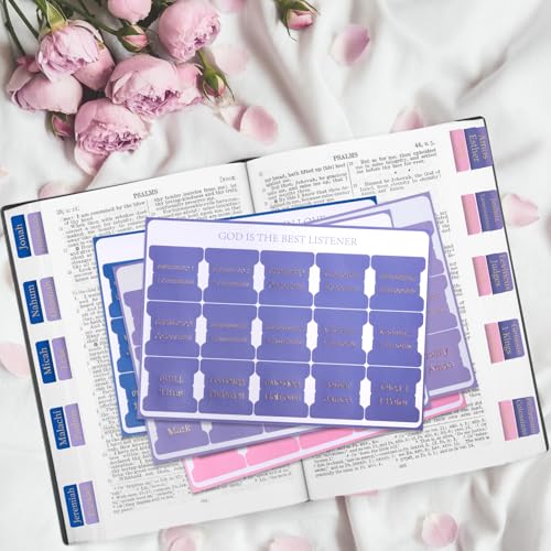 Reaeon Bible Tabs, Laminated Bible Tabs for Women & Men, 75 Tabs, Bible Tabs for Study Bible, Large Print Easy to Read and Apply Tabs for All Ages (Gold Foil Violet) - Image 5