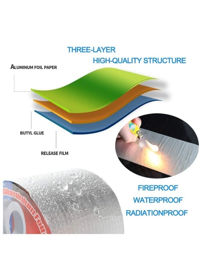 Generic Aluminum Foil Butyl Tape Professional Super Waterproof Sealing Self Adhesive Adhesive Tape Kitchen and Bathroom House Roof Mending Materials for Pipes Patch Holes (1 Roll)  - Image 4
