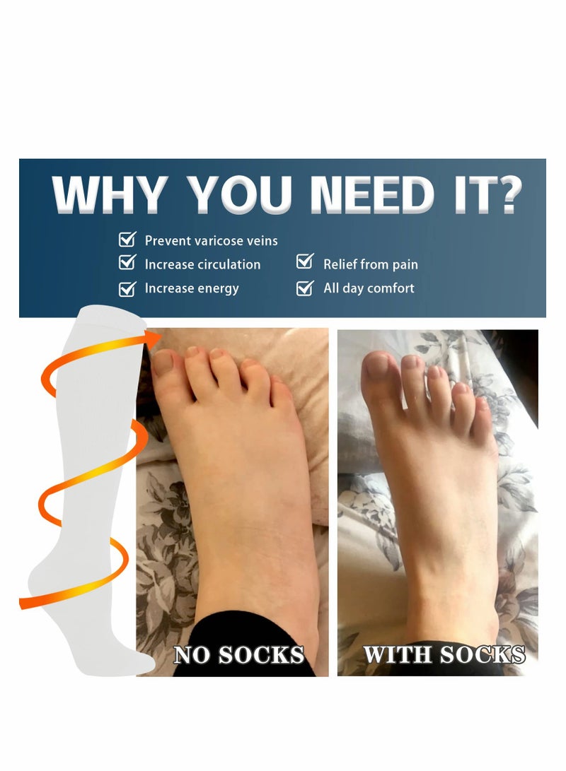 Excefore Compression Socks, 4 Pairs for Women and Men, 20-30 mmHg is Best for Athletic, Travel, Running, Fitness, Reduce Calf Pain Faster Recovery L/XL - Image 2