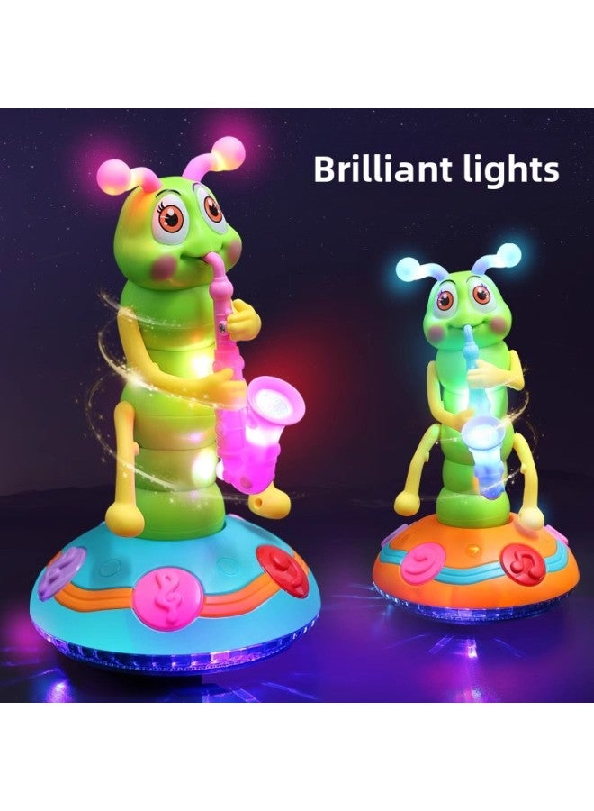 Shake Tone Same Electric Singing Twisted Worm Children's Music Lighting Caterpillar Blow Saxophone Universal Toy-Color:[6 Pieces Of Music - Rechargeable Version] Electric Dancing Twisting Insect (happy Music + Universal Travel)  - Image 5
