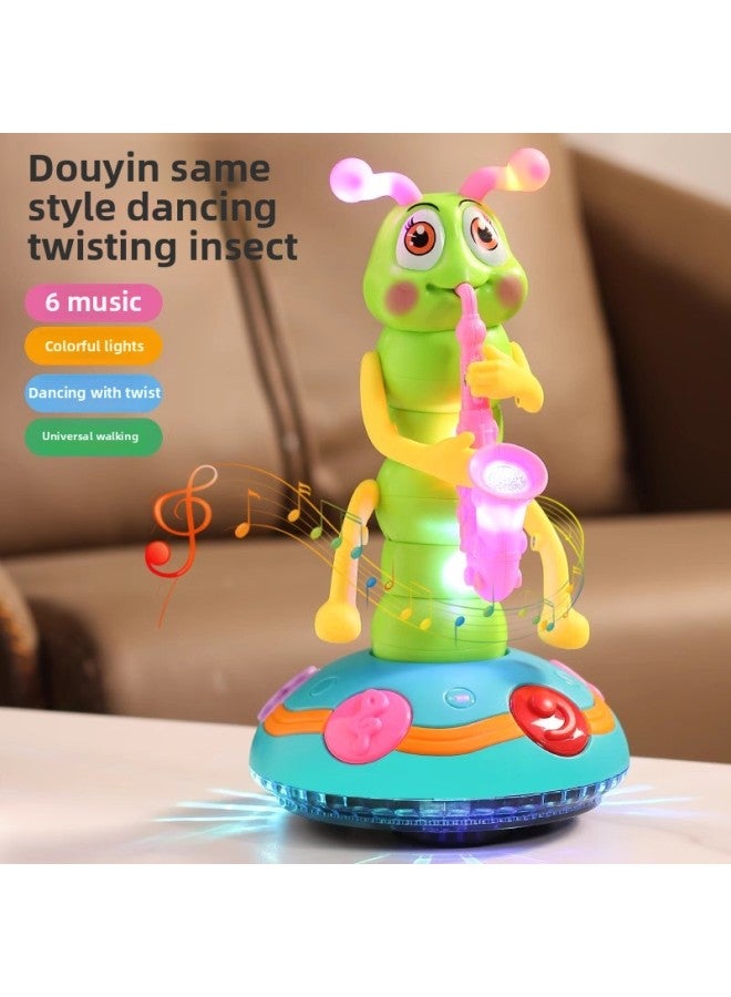 Shake Tone Same Electric Singing Twisted Worm Children's Music Lighting Caterpillar Blow Saxophone Universal Toy-Color:[6 Pieces Of Music - Rechargeable Version] Electric Dancing Twisting Insect (happy Music + Universal Travel)  - Image 2