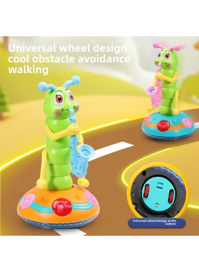 Shake Tone Same Electric Singing Twisted Worm Children's Music Lighting Caterpillar Blow Saxophone Universal Toy-Color:[6 Pieces Of Music - Rechargeable Version] Electric Dancing Twisting Insect (happy Music + Universal Travel)  - Image 3