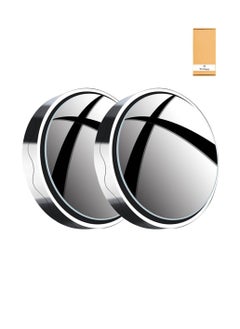 We Happy 2 Pcs Car Suction Cup Auxiliary Rearview Mirror 360 Degree Rotating Wide-angle Round Frame Mirror  - Image 1