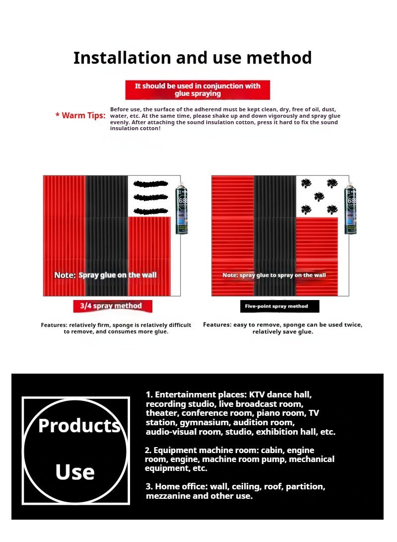 general 12-Piece Recording Studio Soundproof Wedge Foam - Image 2