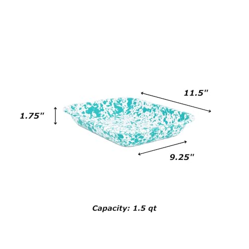 Crow Canyon Home Enamelware Small Open Roaster, 11.5 x 9.25 inches, Blue/White Splatter (Single) - Image 2