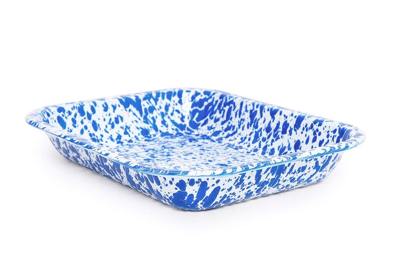 Crow Canyon Home Enamelware Small Open Roaster, 11.5 x 9.25 inches, Blue/White Splatter (Single) - Image 5