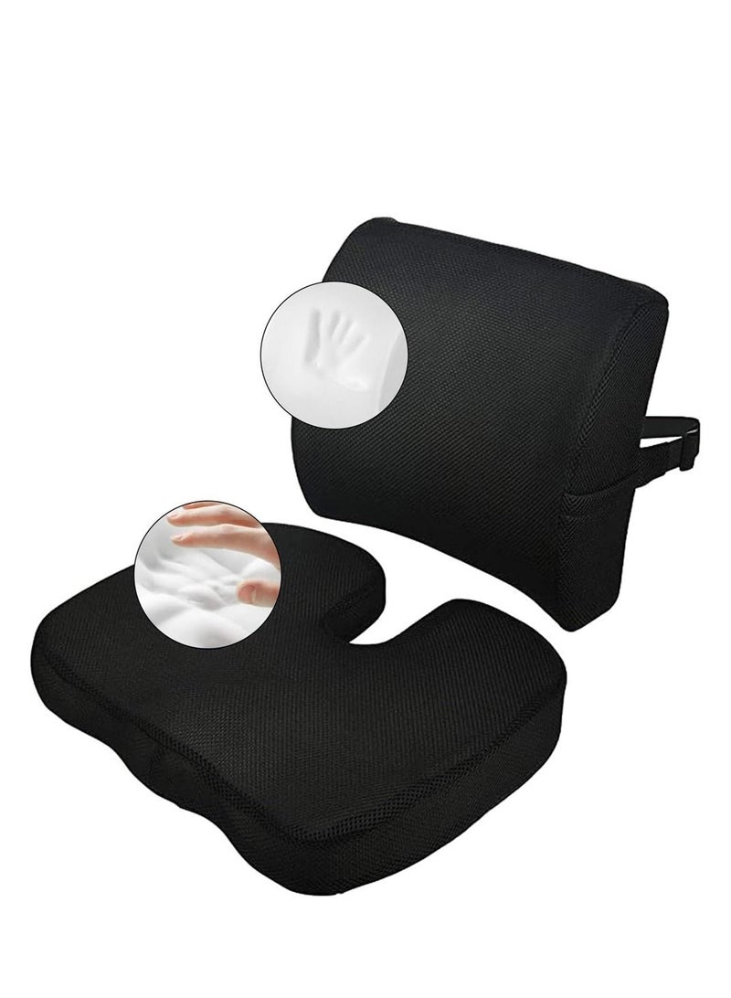 Generic Cushion Seat, Cushion and Lumbar Support Pillow with 2 Adjustable Straps Relieve Pain for Lower Back, Tailbone, Sciatica, Hip, Apply to Office Chair, Car - Image 1