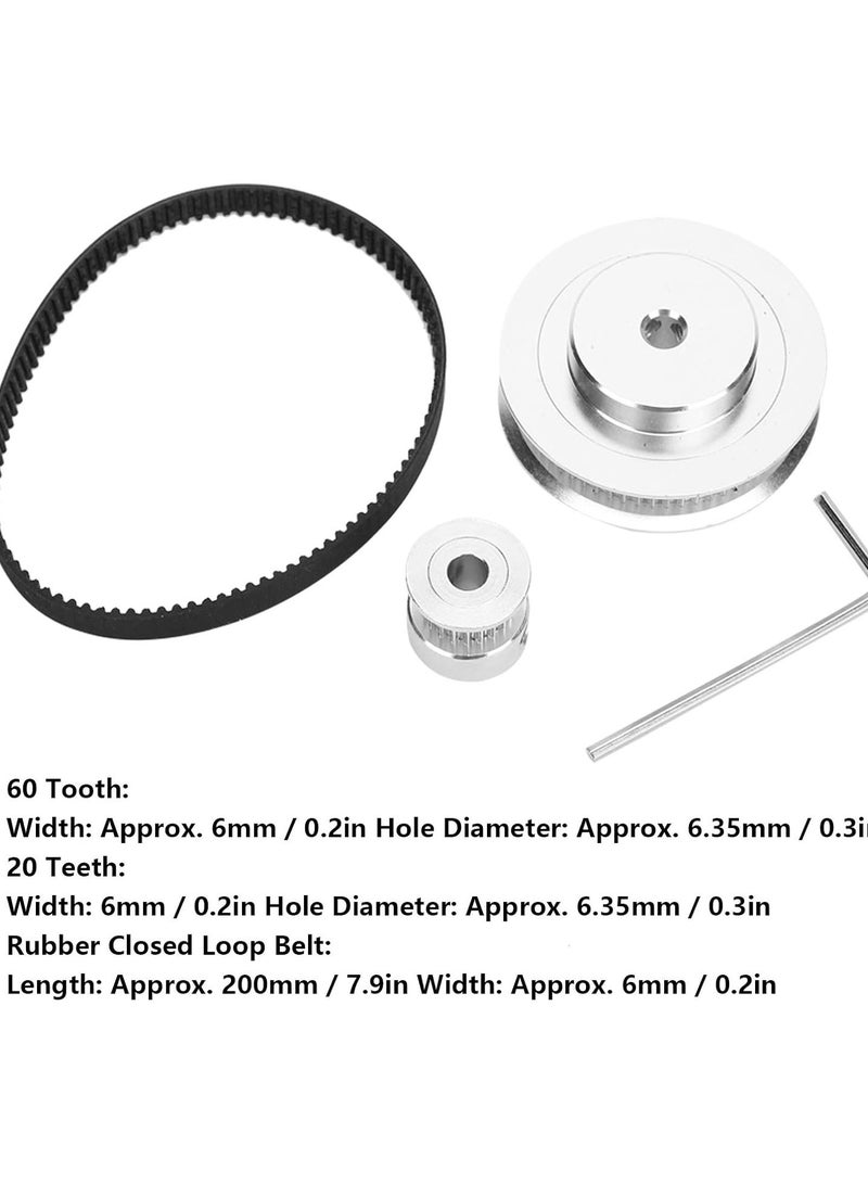 GGOOT 20 Teeth 60 Teeth Synchronous Pulley for 3D Printer, Step Synchronization Wheel Kit for 6mm Timing Belts, Suitable for Milling Machine Drilling Machine  - Image 3