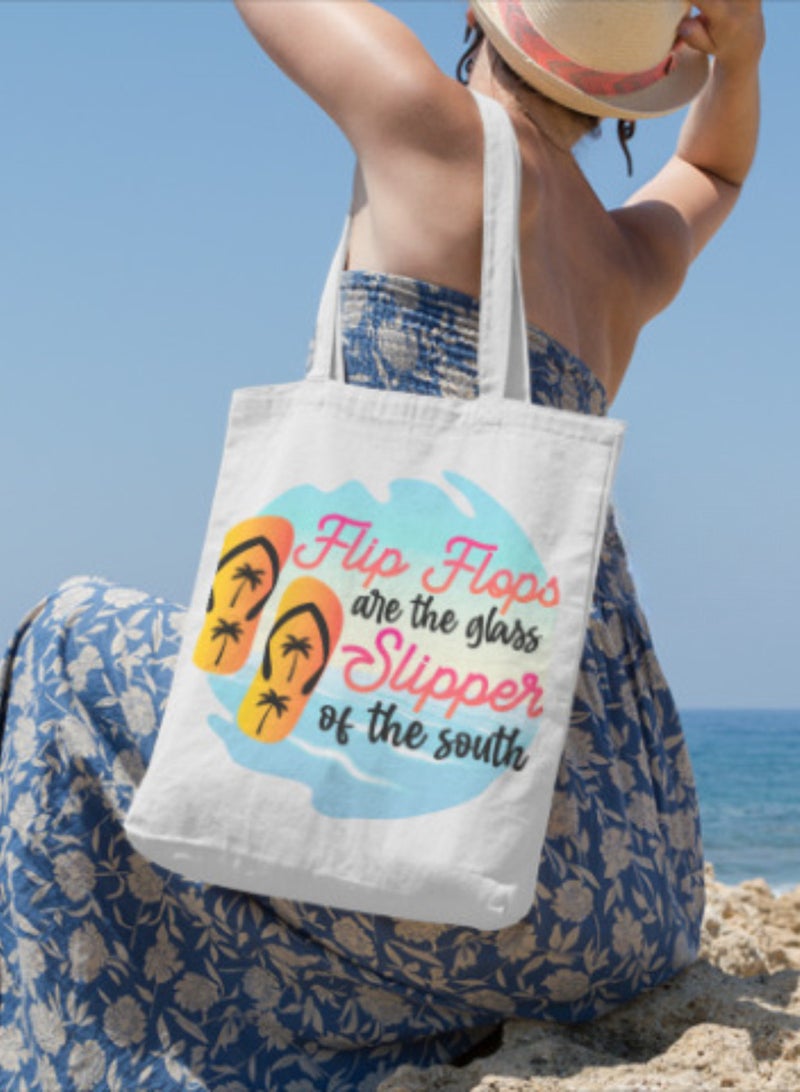Totti Canvas Shopping Tote Bag - Printed Words  (slipper) 