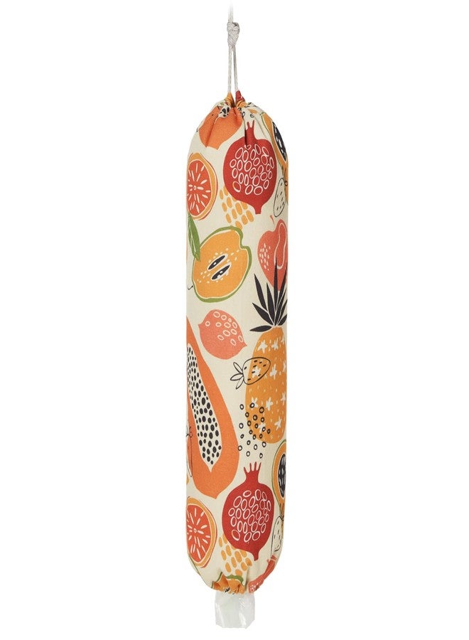 LeCorner Plastic Bag Holder, Reusable Grocery Bag Holder for Plastic Bags Groceries Store, Flower Canvas Trash Plastic Bag Organizer Storage Holders for Home Kitchen Pantry Decor (Colorful Fruits) - Image 1