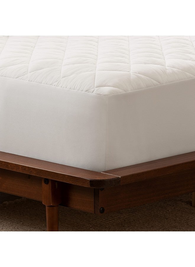 Serta SERTA Power Clean Triple Action Quilted Soft Waterproof Mattress Pad Protector, Moisture Wicking Protection with 15" Deep Pocket, Twin, White  - Image 2