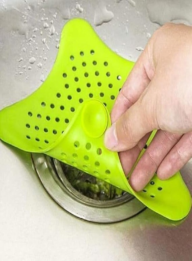 PARVLUXE Star Sink Strainer Silicone Drain Cover, Star Shaped Kitchen Filter Hair Catcher for Bathroom, Floor, Bathtub, Wash Basin, Reusable Drain Protector Stopper, Multicolour, 2 Pieces - Image 2