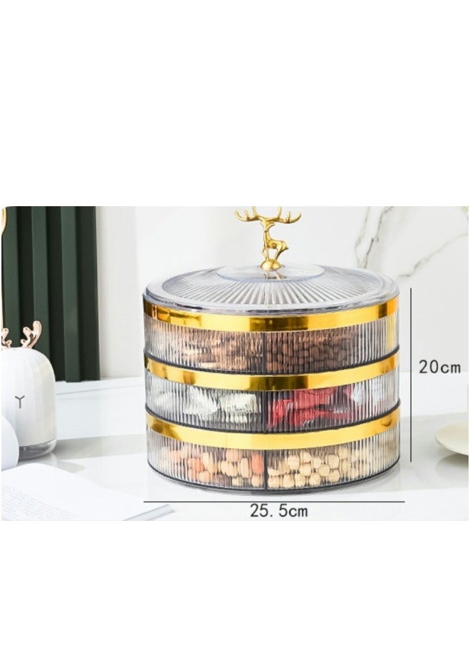 ShebSheb - 3 Tier Round Divided Serving Tray，5 Scomparti Nuts Plate With Lid（Clear) - Image 1