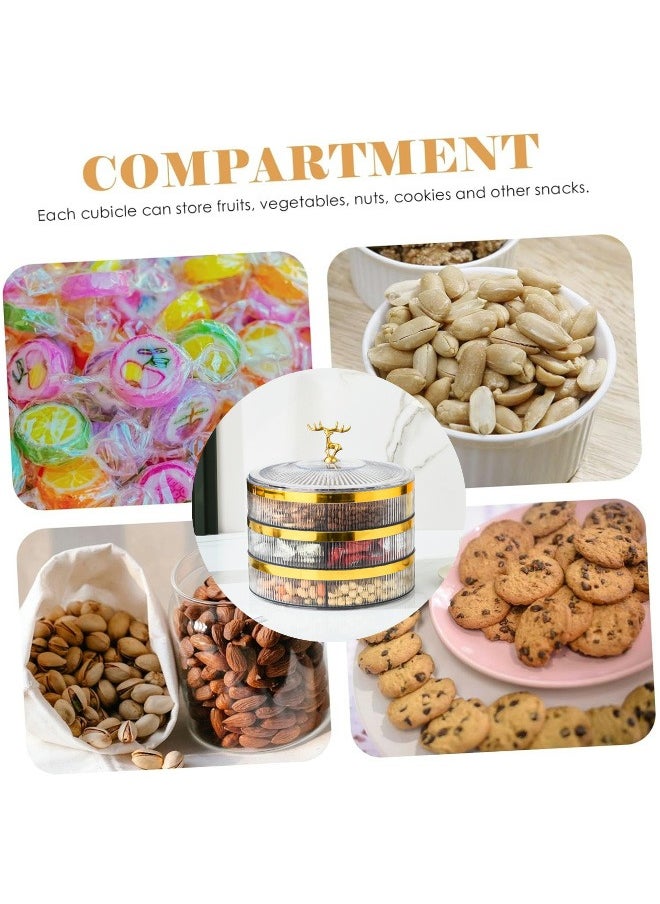 ShebSheb - 3 Tier Round Divided Serving Tray，5 Scomparti Nuts Plate With Lid（Clear) - Image 1