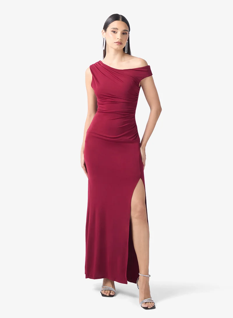 Slink Side Slit Off Shoulder Maxi Dress