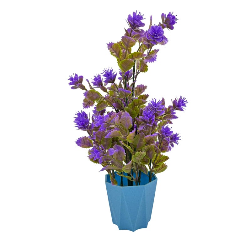 Ostaaent27 Wild Artificial Flower Plants with Cute Hexa Pot Faux Flower Plant for Home Office Dcor Tabletop and Desk Decoration Artificial Flower for Balcony Indoor Dcor RVAP2 - Image 1