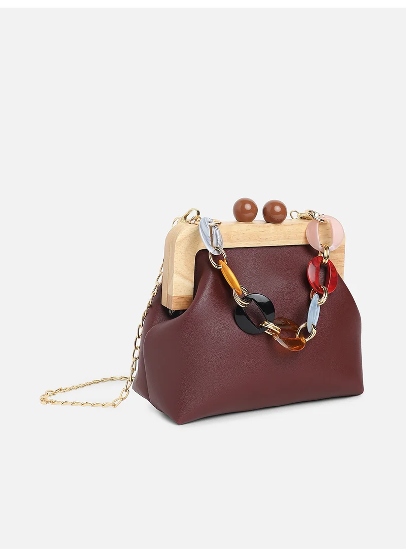 Haute Sauce Brown Solid Vegan Leather Handbag