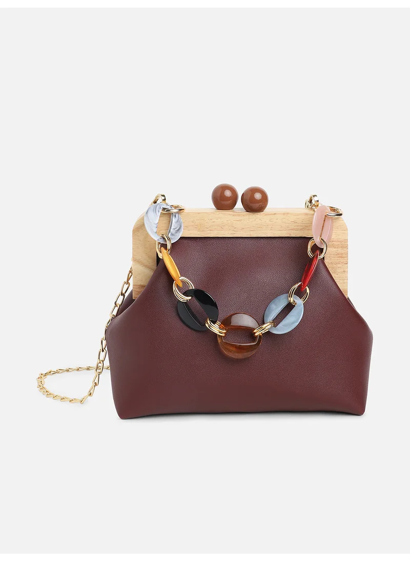Haute Sauce Brown Solid Vegan Leather Handbag