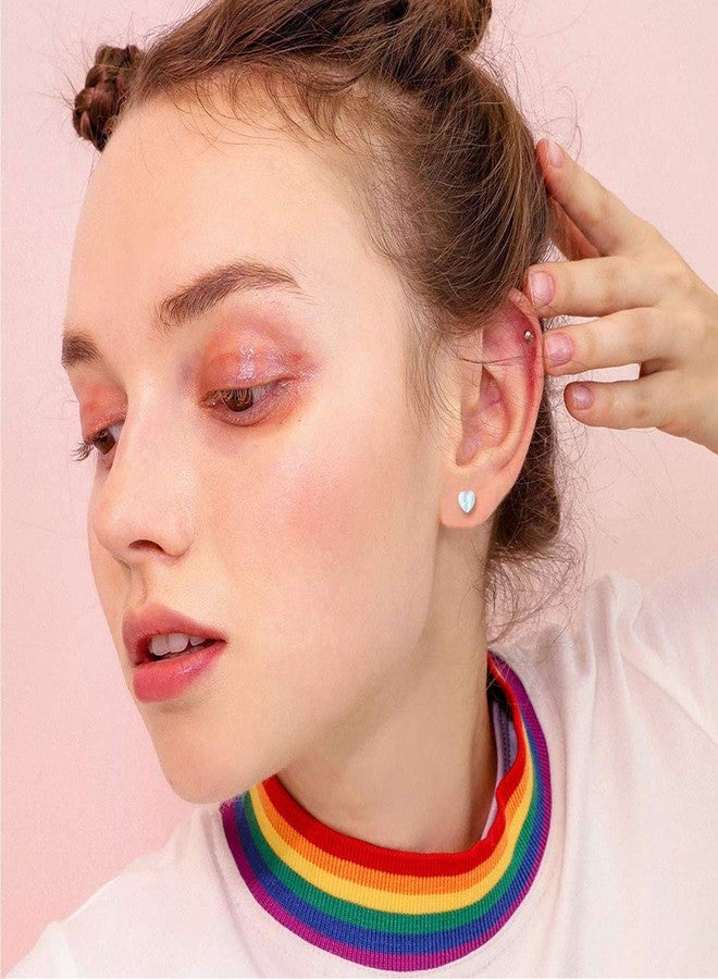 CUOKA MIRACLE Heart Stud Earrings 925 Sterling Sliver Opal Stud Earrings HypoallergenicJewelry Rose Gold Heart for Women Teen with Sensitive Ears Tiny Small Earrings Gifts - Image 4