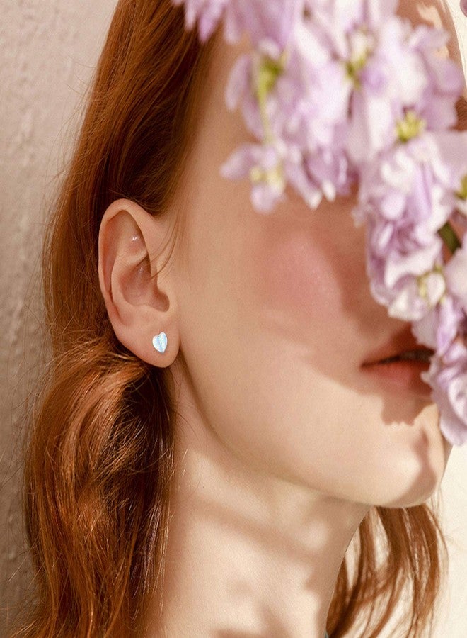 CUOKA MIRACLE Heart Stud Earrings 925 Sterling Sliver Opal Stud Earrings HypoallergenicJewelry Rose Gold Heart for Women Teen with Sensitive Ears Tiny Small Earrings Gifts - Image 5