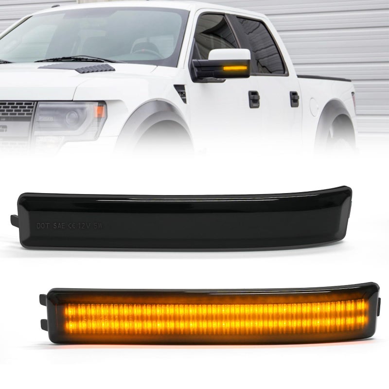NEIFILES LED Side Mirror Turn Signal Light Compatible with Ford F150 20092014Raptor 2010 2011 2012 2013 2014 Mirror Side Marker Lights Smoked Lens Amber Light