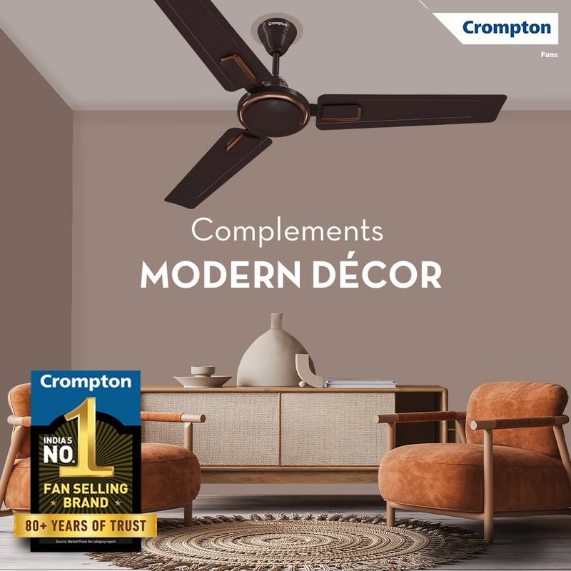 Crompton Crompton SUREBREEZE LERONE 1200 mm 48 inch Ceiling Fan Smoked Brown Star rated energy efficient fans  - Image 2