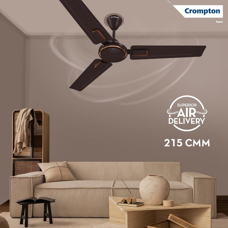 Crompton Crompton SUREBREEZE LERONE 1200 mm 48 inch Ceiling Fan Smoked Brown Star rated energy efficient fans  - Image 5