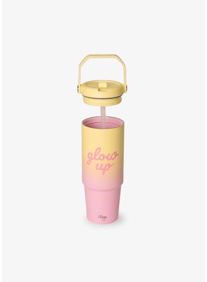 Citron - Glow Up Stainless Steel Insulated Tumbler - Pink Yellow - 900 ml - Image 2