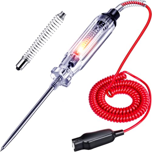 JASTIND Heavy Duty Automotive Circuit Tester, Premium 6-24V Test Light with Extended Spring Test Leads & Sharp Piercing Probe, Circuit Voltage Tester with Replacement Indicator Light for Car/Vehicles - Image 1