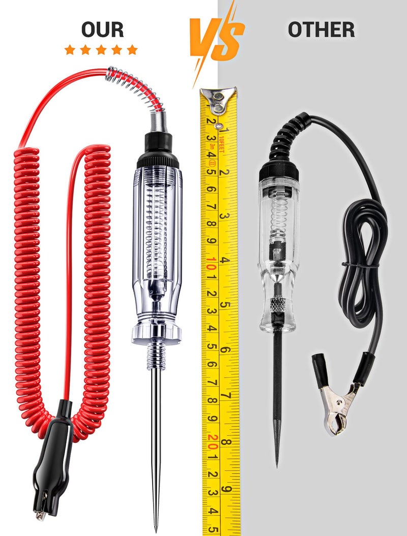 JASTIND Heavy Duty Automotive Circuit Tester, Premium 6-24V Test Light with Extended Spring Test Leads & Sharp Piercing Probe, Circuit Voltage Tester with Replacement Indicator Light for Car/Vehicles - Image 2