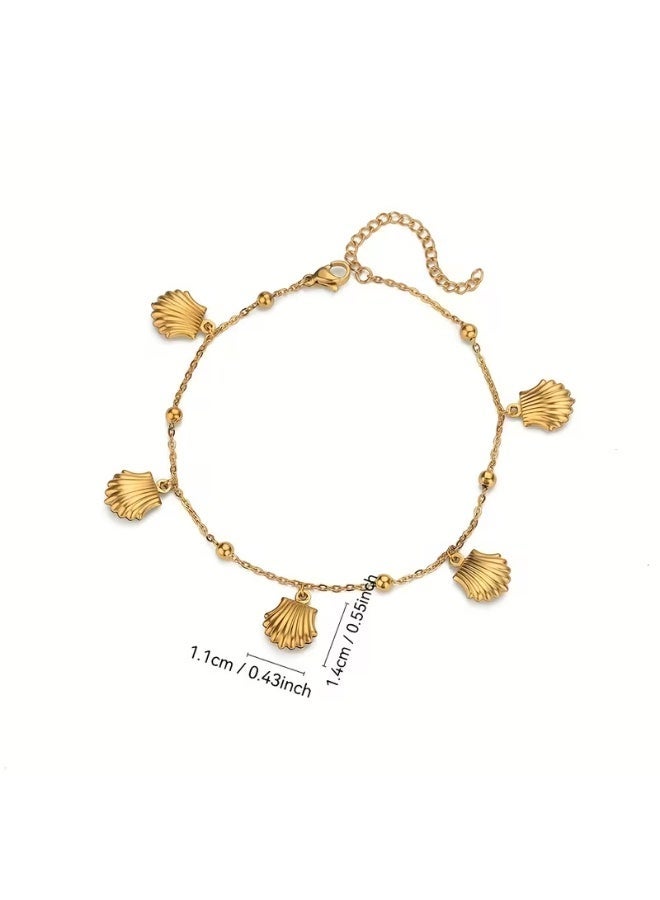 Ucanbe Shell Ocean Series Anklet Leisure Beach Ankle Chain – Stainless Steel - Image 2