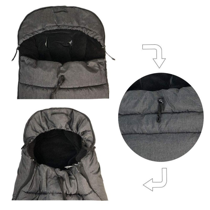 funlife German Designed Ultimate Protection Cozy Warm Waterproof Winter Baby Stroller Bunting Bag,Front Piece Removable,Multi-Function Good for 6-42M,Black - Image 3