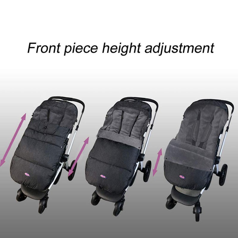 funlife German Designed Ultimate Protection Cozy Warm Waterproof Winter Baby Stroller Bunting Bag,Front Piece Removable,Multi-Function Good for 6-42M,Black - Image 2