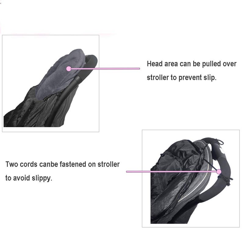 funlife German Designed Ultimate Protection Cozy Warm Waterproof Winter Baby Stroller Bunting Bag,Front Piece Removable,Multi-Function Good for 6-42M,Black - Image 5