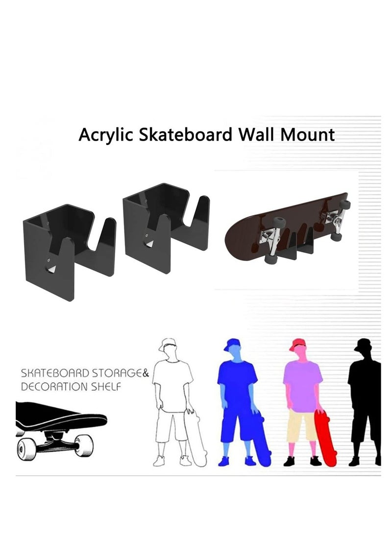Generic 2pcs Skateboard Wall Mount, Longboard Hanger Skateboard Display Rack for Display and Storage of Long/ Skate/ Penny/ Cruiser Boards, Made of Acrylic, Gift for Skateboard Lovers, Easy to Install  - Image 5