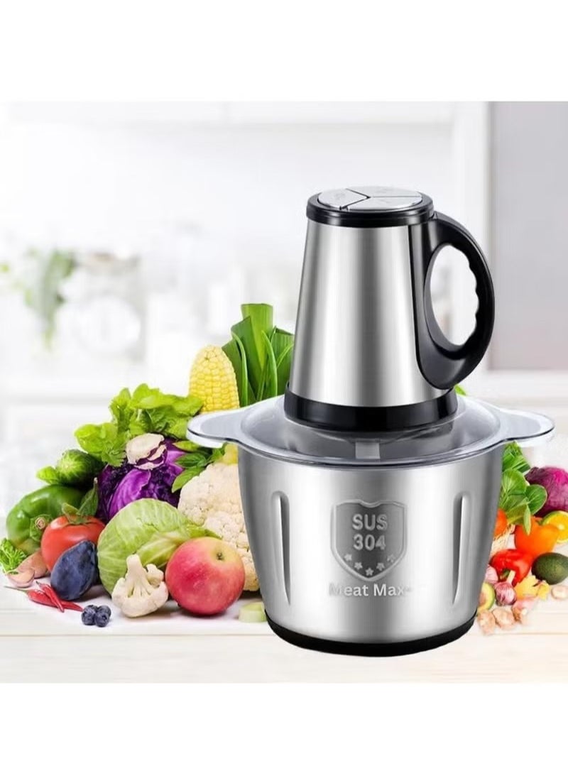 3 Speeds 500W Food Chopper, 3L Multi-Function Stainless Steel Kitchen Food Processor, Household Mincer For Meat, Onion, Vegetables